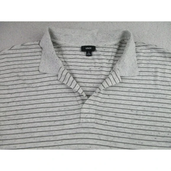 Vince Shirt Mens XL Gray Striped Short Sleeve Polo Modal Cotton Casual Top‎